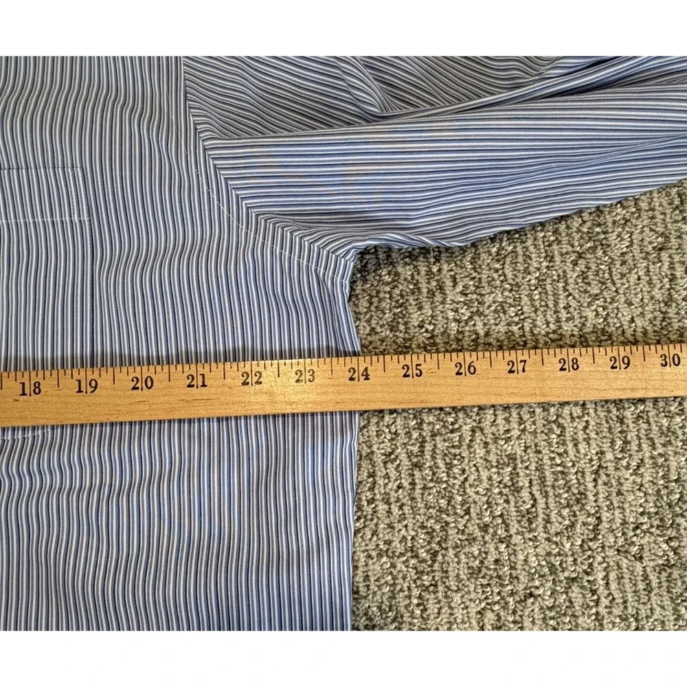 Brooks Brothers LS Button Down Shirt Mens 17- 36 XL‎ 346 Blue Striped Slim EUC